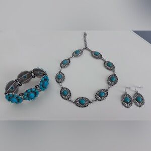 Turquoise And Silver Jewelry Set